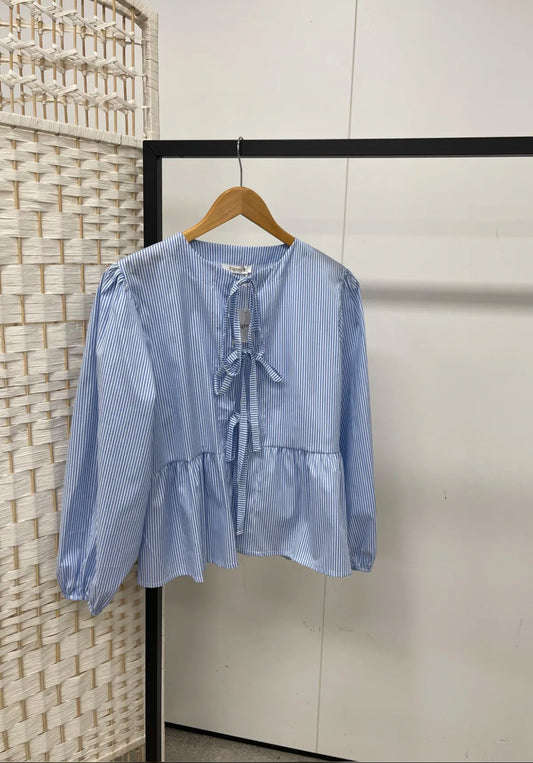 ‘STRIPED BOW’ blouse blue
