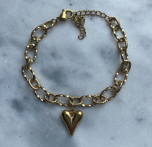 ‘CHUNKY HEART’ bracelet goud