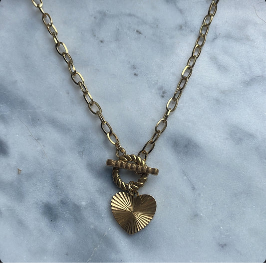 ‘LOCKED HEART’ necklace goud