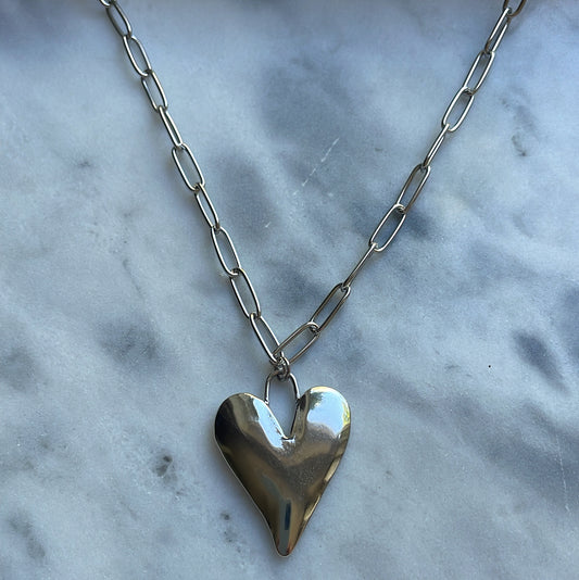 ‘BIG HEART’ necklace zilver