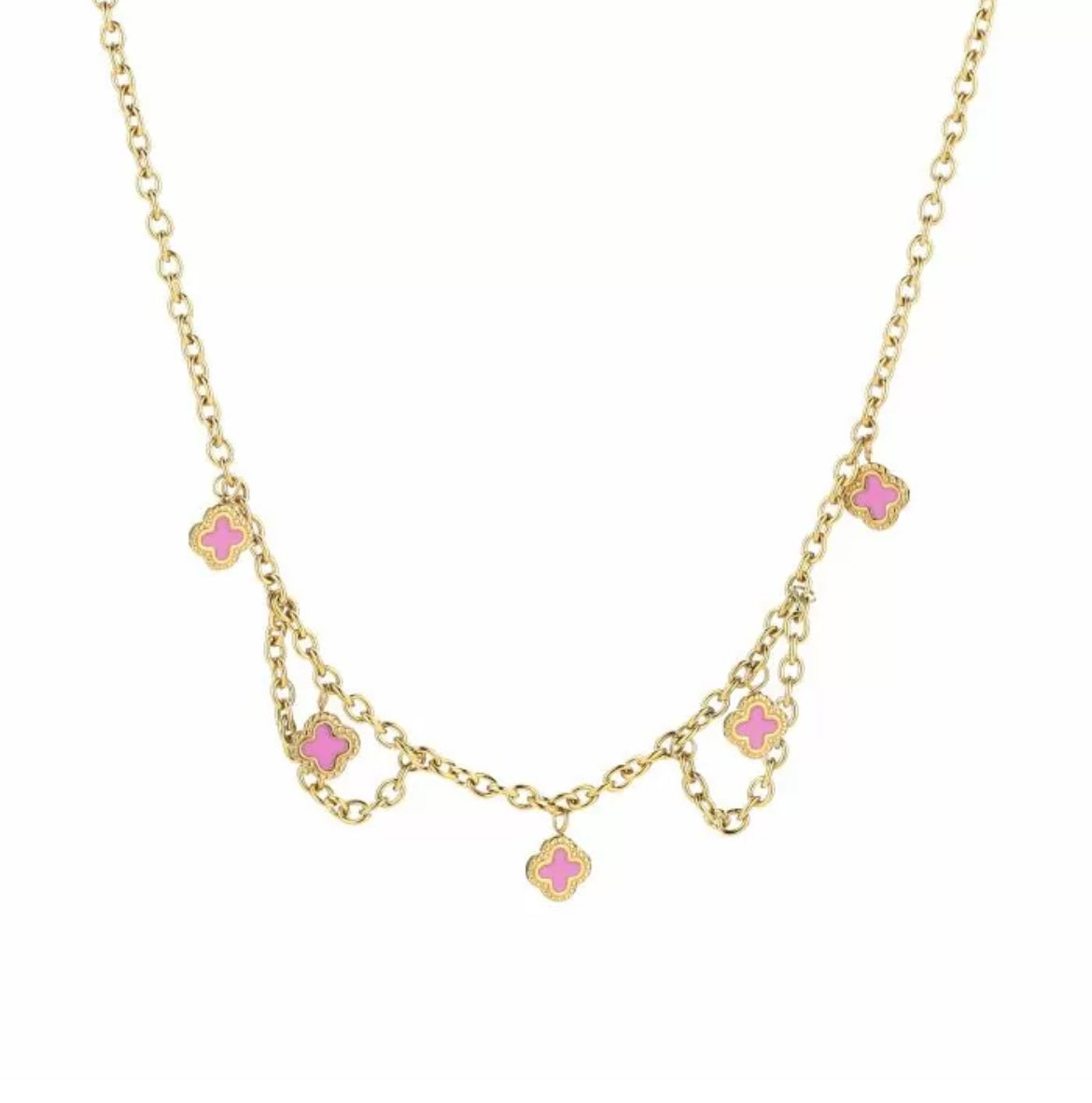 ‘CLOVER’ necklace roze