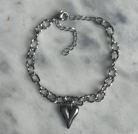 ‘CHUNKY HEART’ bracelet zilver