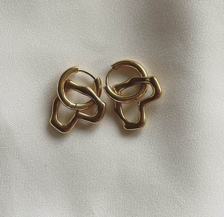 'BAMBOO HEART' earrings goud