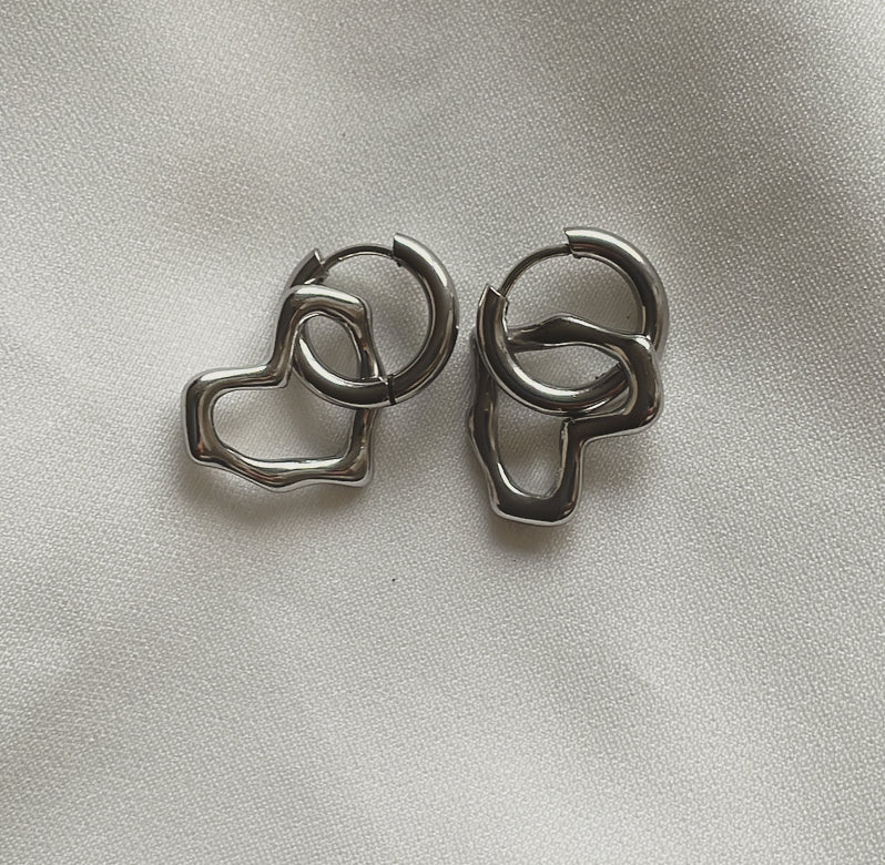 'BAMBOO HEART' earrings zilver