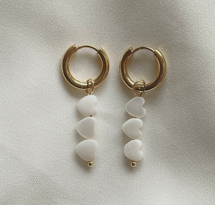 'TRIPLE HEART' earrings goud